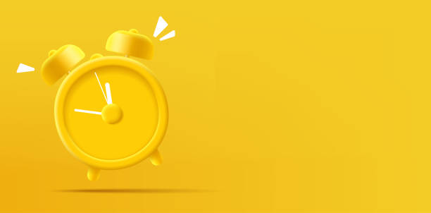 3D modern banner with a ringing yellow alarm clock. Alarm clock on yellow background, for design concepts. Time to, time to act. 3D modern banner with a ringing yellow alarm clock. Alarm clock on yellow background, for design concepts. Time to, time to act. Vector illustration forget thing stock illustrations