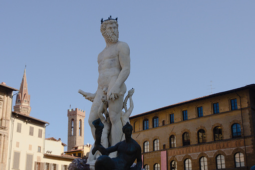 Detailil of the Fountain of Neptune in Florence, Tuscany, Italy