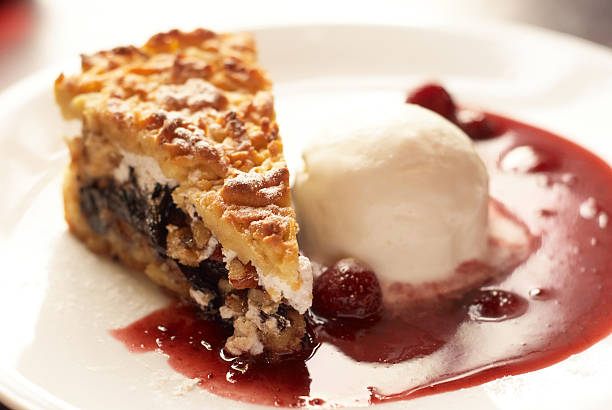 istock Cake with ice cream and strawberry 146874686