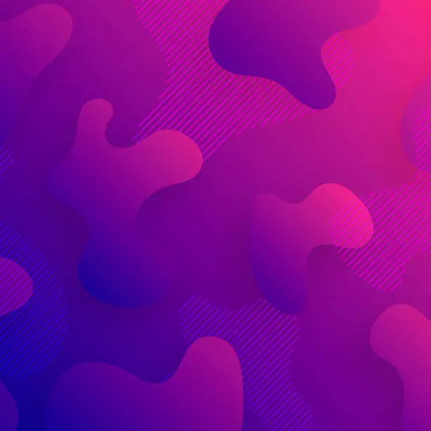 Vector illustration of Abstract design with fluid shapes on Purple gradient background