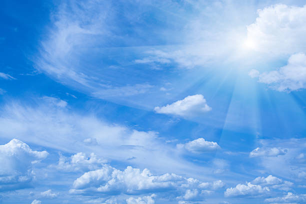 istock Beautiful blue sky with sun rays. Horisontal view. 146874826