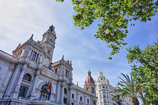 Close up of Valencia's City Hall in Spain.