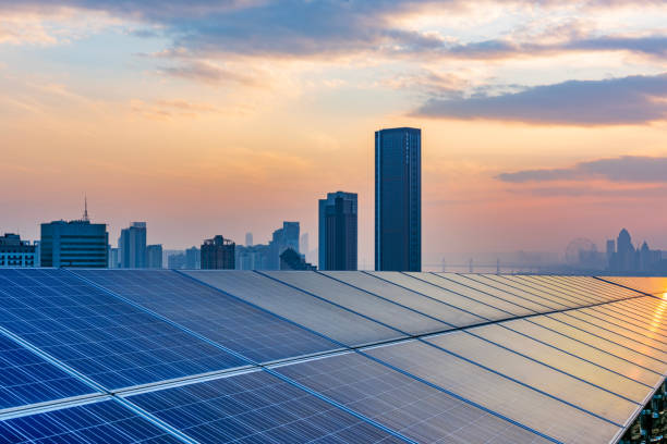 istock Shanghai Bund skyline landmark ,Ecological energy renewable solar panel plant 1468753769