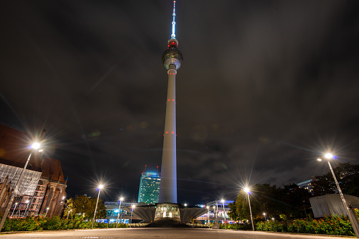 View of Berlin TV Tower at night