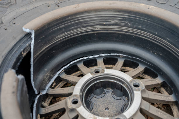 istock Close up photo of broken wheel disk on ATV 1468758081