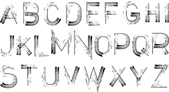 Dessin Alphanumeric Ensemble Alphabétique Monochrome Dessiné À La Main Matériel ...