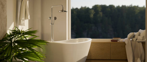istock Luxury and comfortable hotel bathroom or home bathroom with luxury bathtub 1468760071