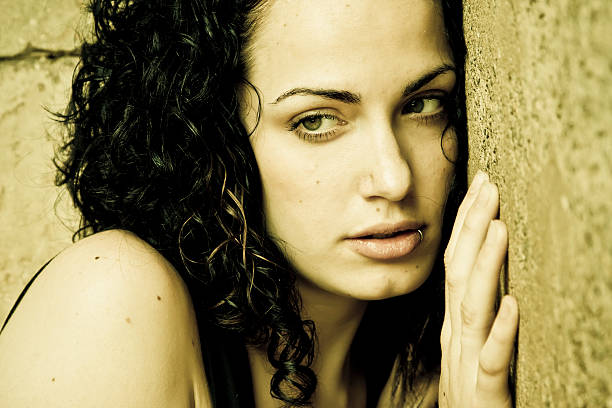 istock Green eyed beauty with covered face 146876439