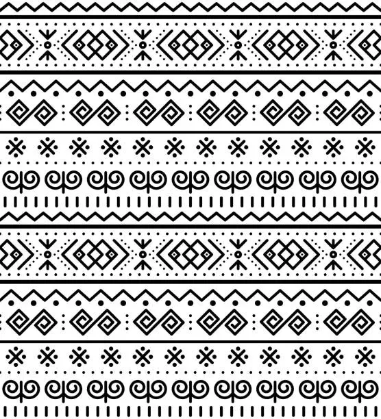 Vector illustration of Slovak tribal folk art vector seamless geometric pattern inspired by traditional painted houses from village Cicmany in Zilina region, Slovakia