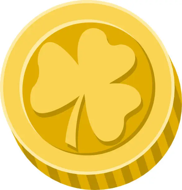 Vector illustration of St Patrick's Day golden coin