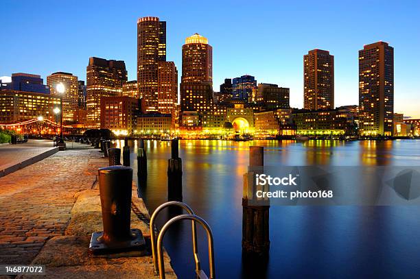 Landscape Photo Of The Boston Skyline At Dusk Stock Photo - Download Image Now - Architecture, Blue, Boston - Massachusetts