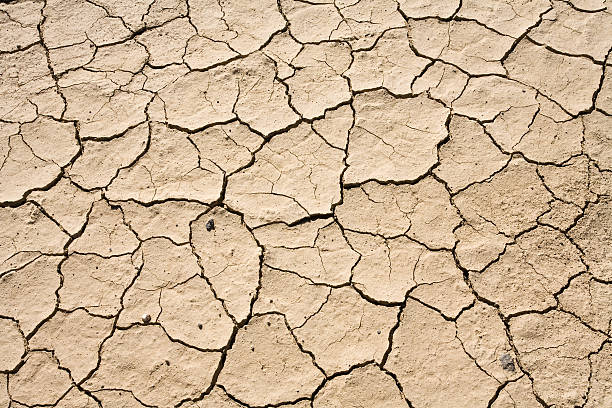 Dry Mud Cracked Desert Ground Background Pattern stock photo