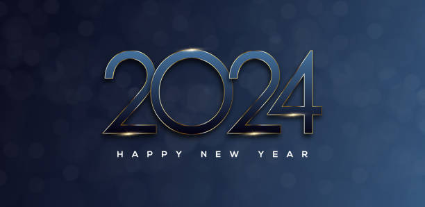 illustrations, cliparts, dessins animés et icônes de carte de vœux du nouvel an 2024 - voeux 2024