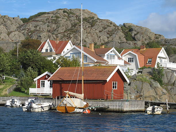 istock Typical Swedish houses by the seaside 146877337