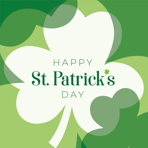 ilustraciones, imágenes clip art, dibujos animados e iconos de stock de día de san patricio con marco de trébol de hojas. - día de san patricio