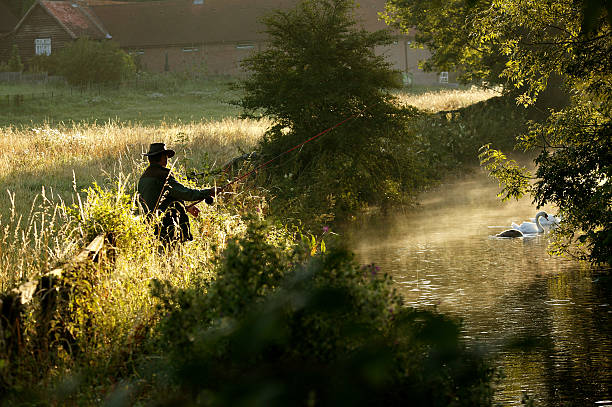 Early morning fishing stock photo