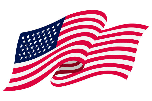 istock Waving flag. American flag on white background. National flag waving symbol. Banner design element 1468776300