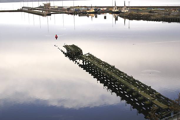 Derelict Pier at Leith Docks, Edinburgh, Scotland stock photo