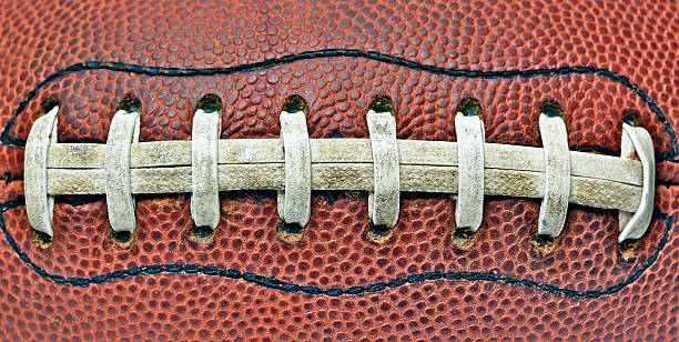 encuadre completo laces de fútbol - seam horizontal full frame outdoors fotografías e imágenes de stock