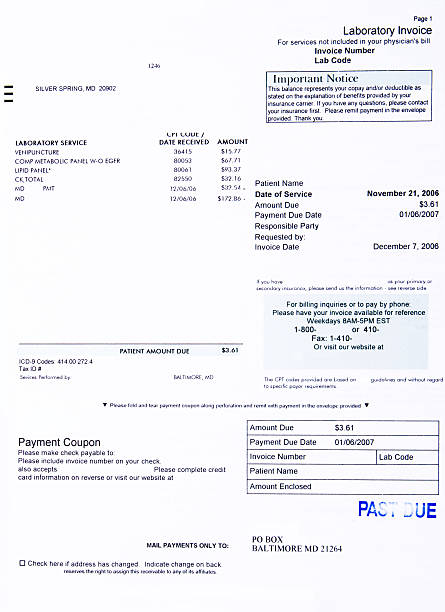 Past Due U.S. Medical Bill for Lab Work