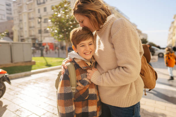 istock Saying goodbye to my mom before school 1468785417