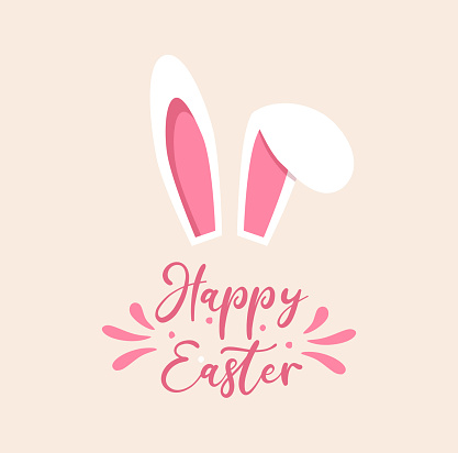 Funny cute Happy Easter background with Bunny ears