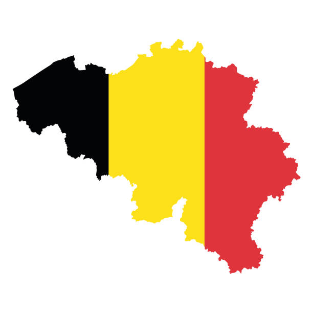 illustrazioni stock, clip art, cartoni animati e icone di tendenza di illustrazione vettoriale della mappa della bandiera del belgio - bandiera del belgio