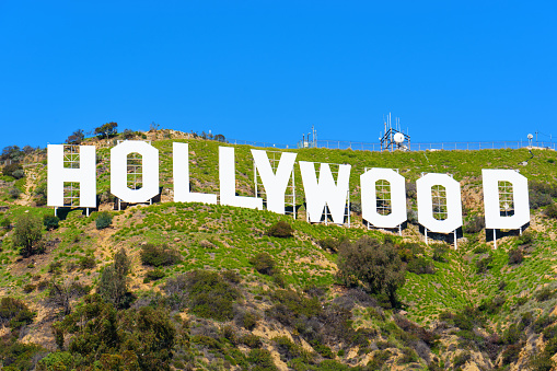 LOS ANGELES, CALIFORNIA - JANUARY 17, 2023: 50-foot-tall letters that spell out the word Hollywood