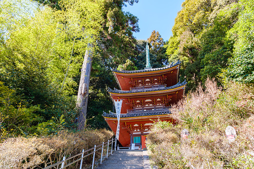 Matsuo-dera Temple in Yamatokoriyama City, Nara Prefecture in Japan. (Taken on 02-22-2023)