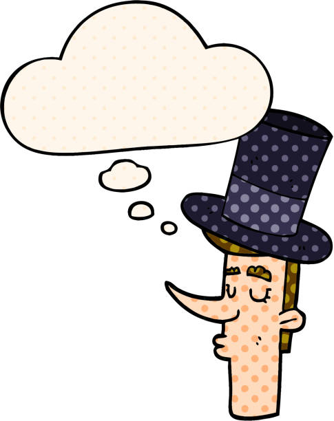 istock cartoon man wearing top hat with thought bubble in comic book style 1468795808