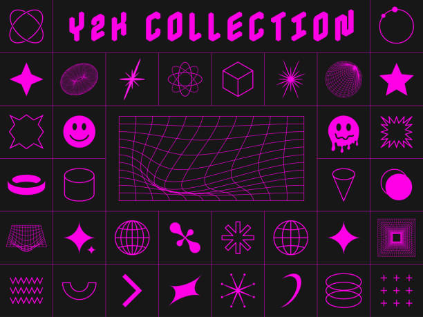 Y2k Style Symbols And Design Elements Collection Of Abstract And