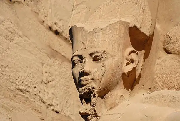 Incredibly living portrait of pharaoh Tutankhamun in the temple of Karnak, in Upper Egypt