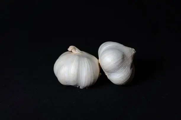 white garlic with black background, food and seasoning, garlic