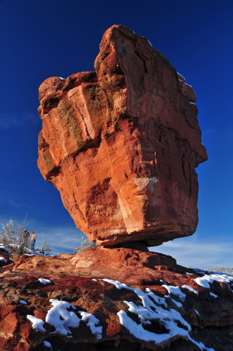 Geologic phenomenon. This massive red sandstone rock formation in the Garden of the Gods Park near Colorado Springs, Colorado is balancing perfectly. It is properly called \