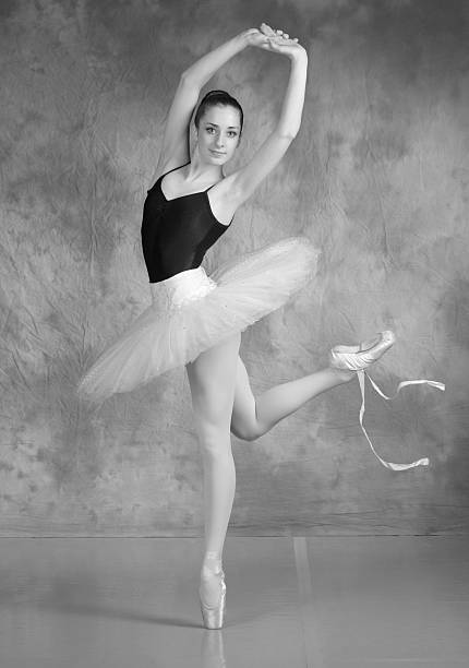 istock Ballerina posing casually - black and white 146880720