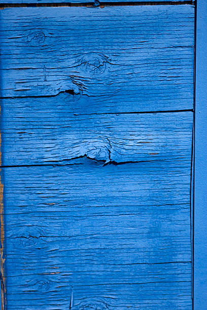 Blue painted wood stock photo