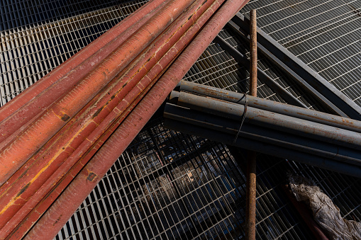 Steel pipe on construction site