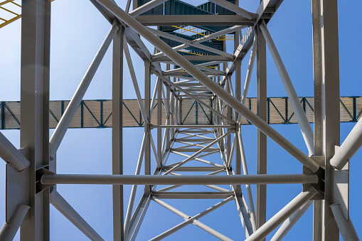 Cross-sectional view of high-altitude iron tower with low angle of view