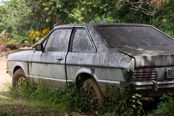 Old and vintage car abandoned in the bush