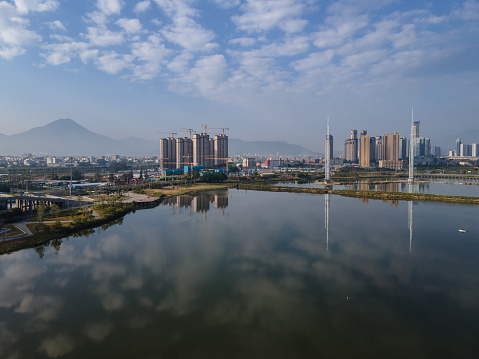 Aerial view of the new high-rise residential area in the city