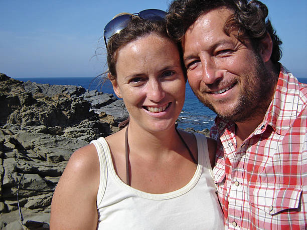 istock Happy couple on a Mediterranean cliff top 146881954