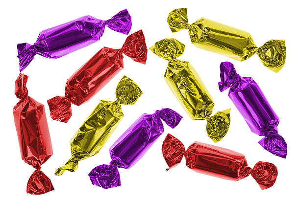 istock Various wrapped candies isolated on a white background 146882508