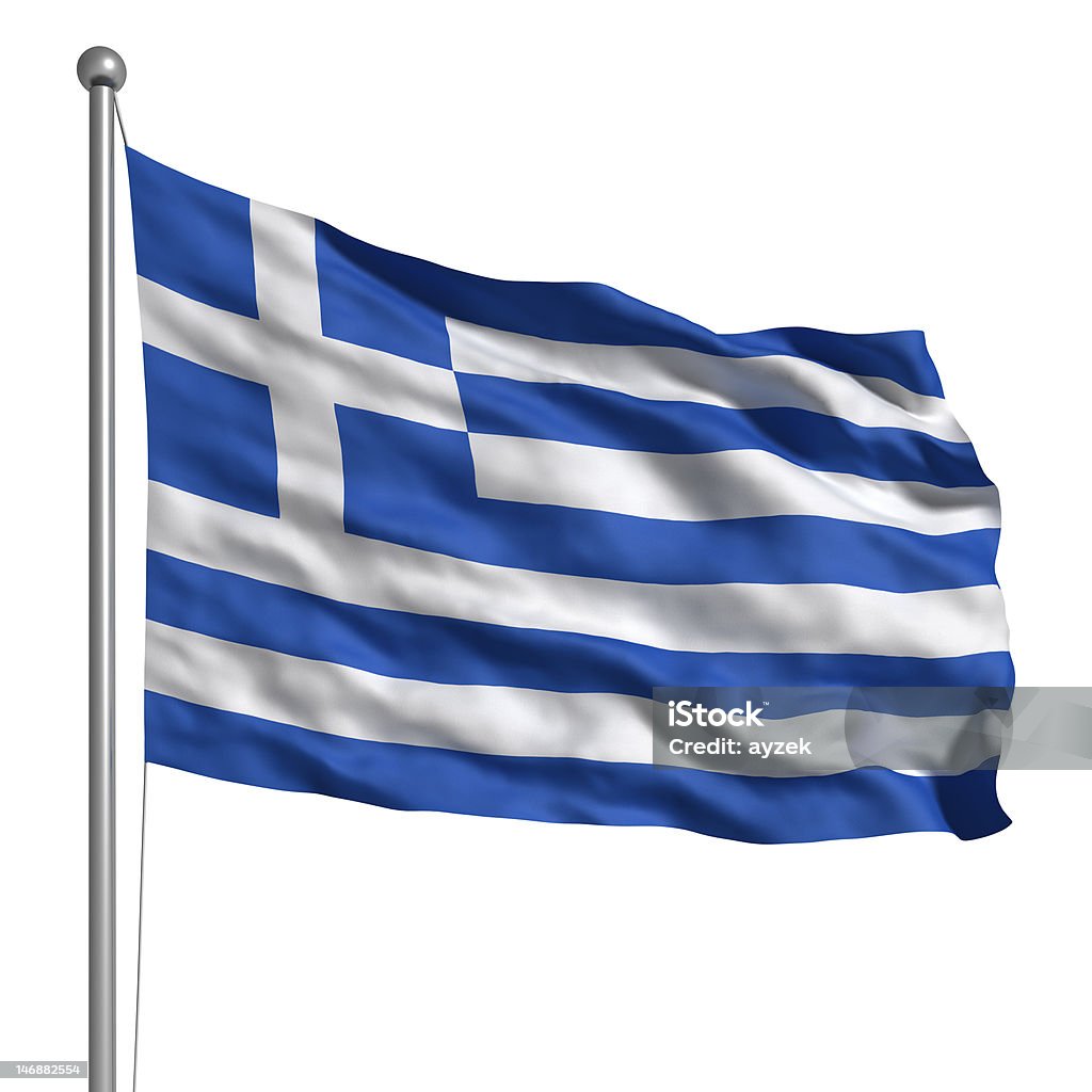 Flag of Greece (Isolated) Flag of Greece. Rendered with fabric texture (visible at 100%). Clipping path included. Clipping Path Stock Photo