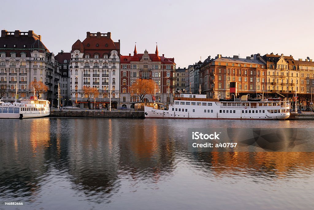 Aterro de Estocolmo com Barcos - Royalty-free Ao Ar Livre Foto de stock