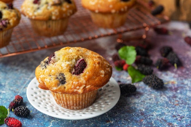 istock freshly baked homemade mulberry muffins. 1468828362