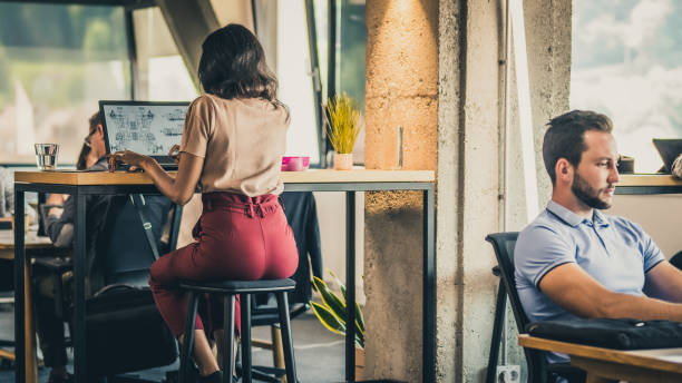 business people working in office - polo shirt two people men working imagens e fotografias de stock