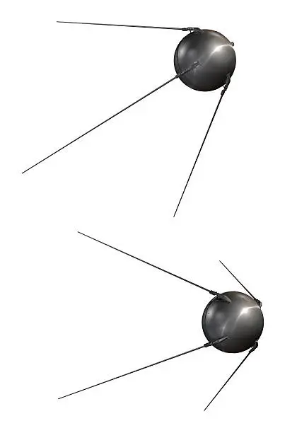 Sputnik satellites isolated on white background with clipping paths
