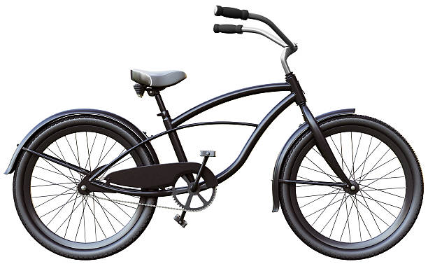 Black bicycle against a white background stock photo