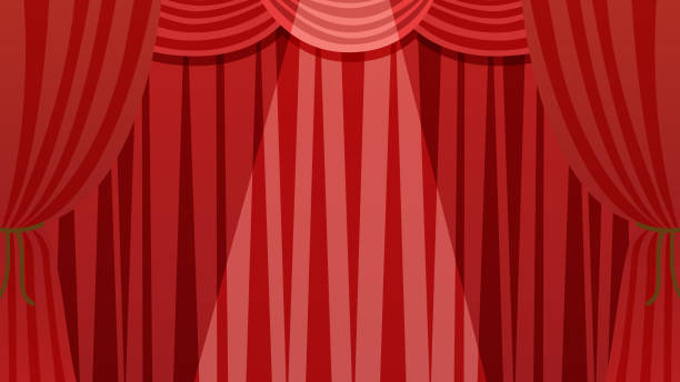 This is a framed illustration of a stage curtain.　With spotlight This is a framed illustration of a stage curtain.　With spotlight curtain call stock illustrations