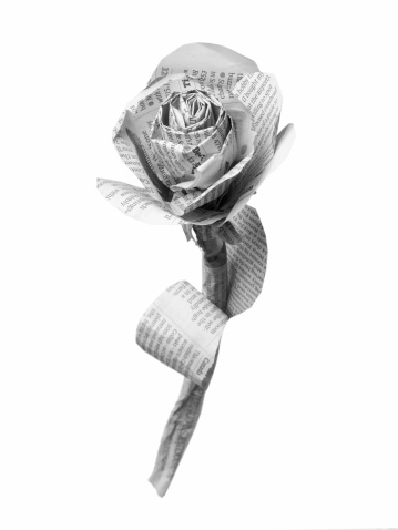 Rose made from newspaper.